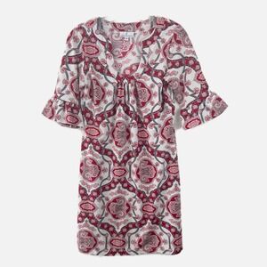 JUDE CONNALLY Preppy Red White Blue Ruffle Sleeve Dress 4th of July USA Sz Small